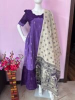 Purple Mix and match raw silk maxi with duppata
